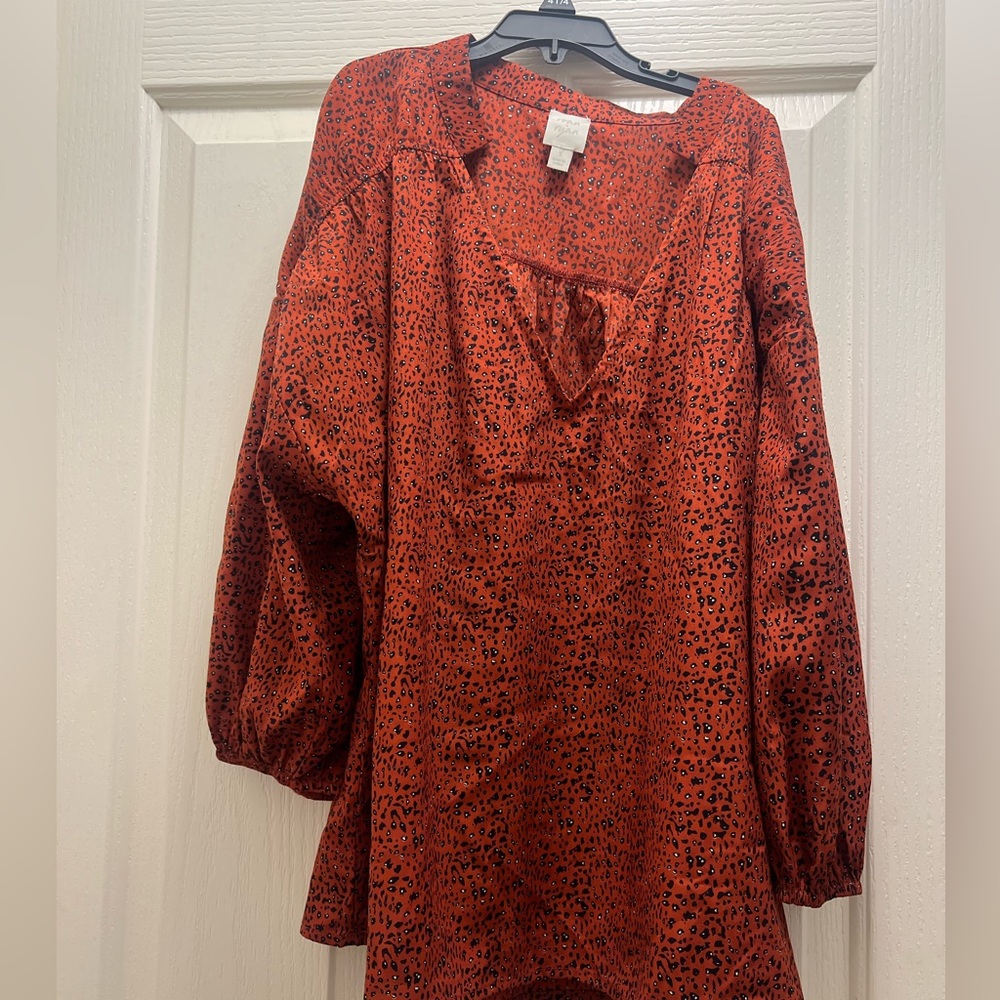 Womens roan&ryan orange black white long sleeve blouse